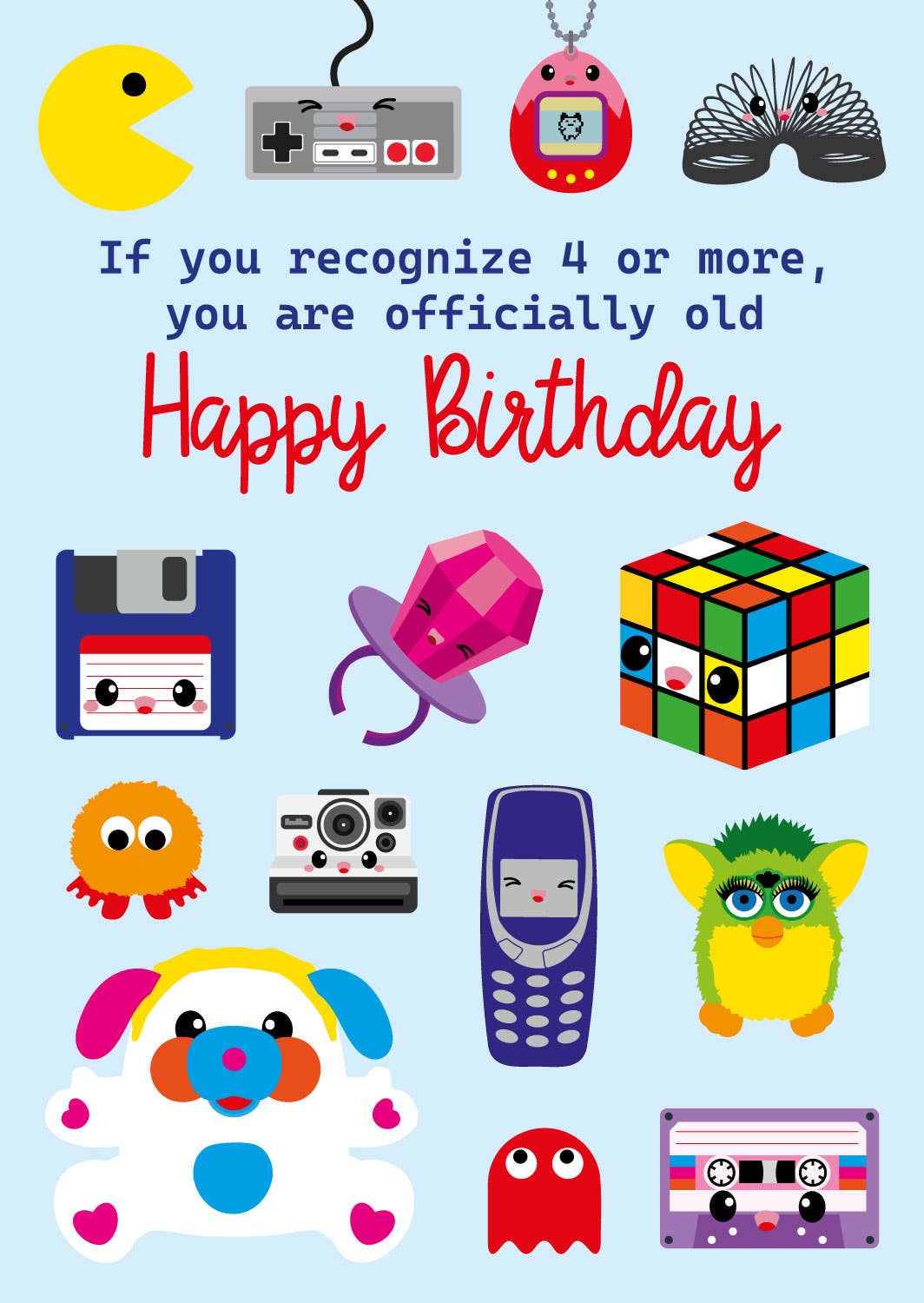 80'erne og 90'erne retro sjovt fødselsdagskort - MoodTiles