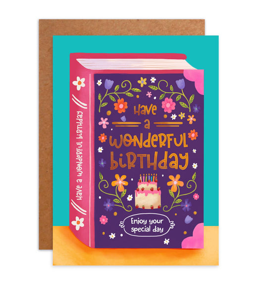 Fødselsdagskort tillykke vidunderlige fødselsdagsbog blomster - MoodTiles