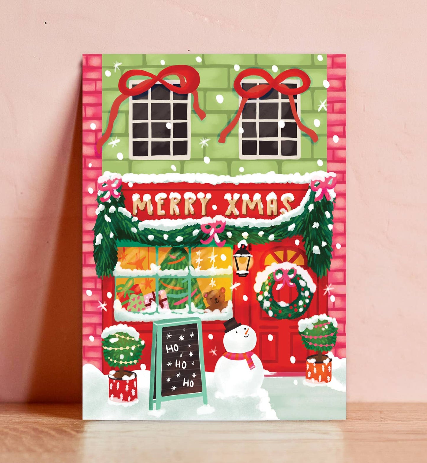 Glædelig jul Glædelig jul julekort med snemand - MoodTiles