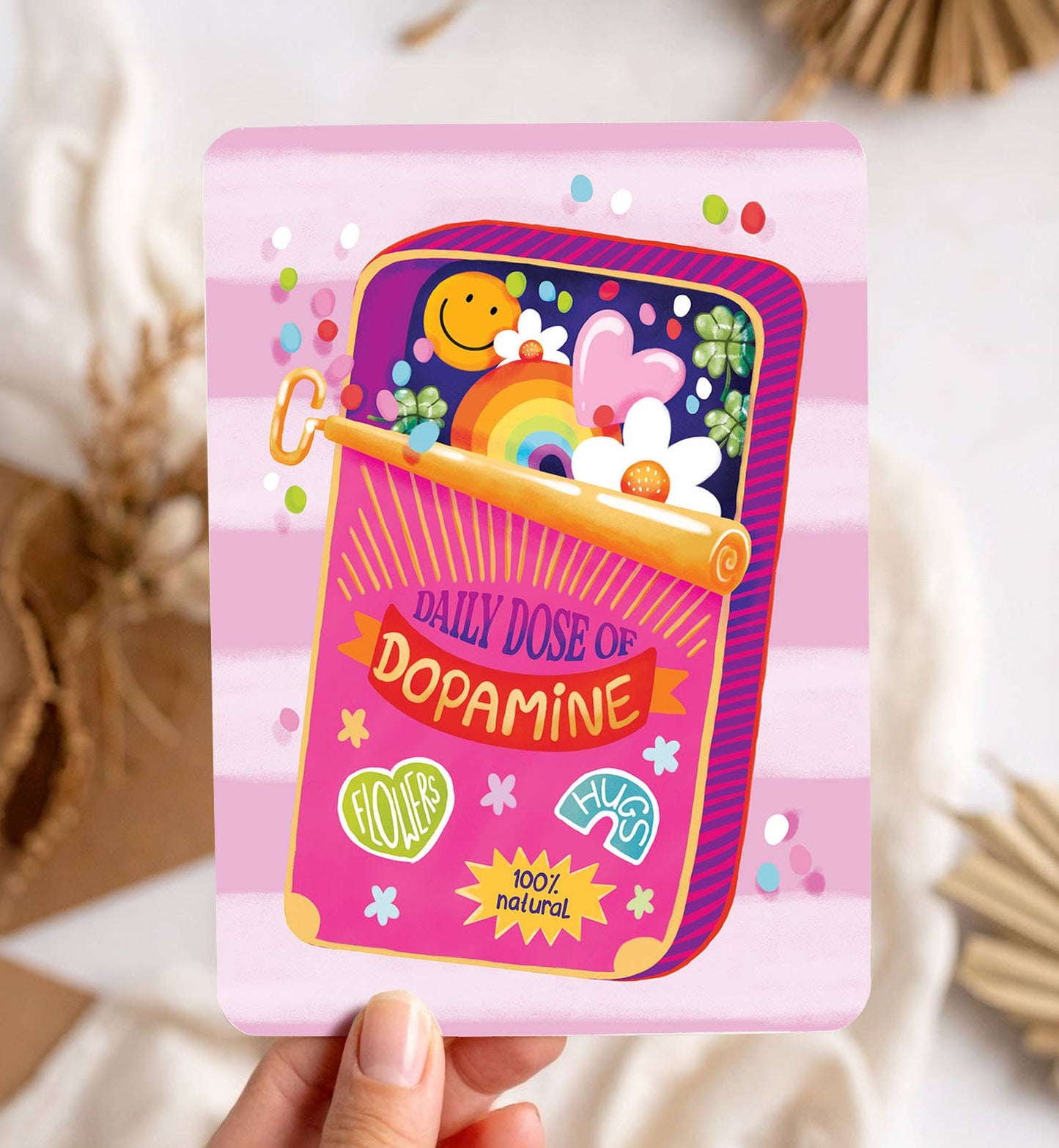 Kort sjovt munter lykke dopamin bare postkort - MoodTiles