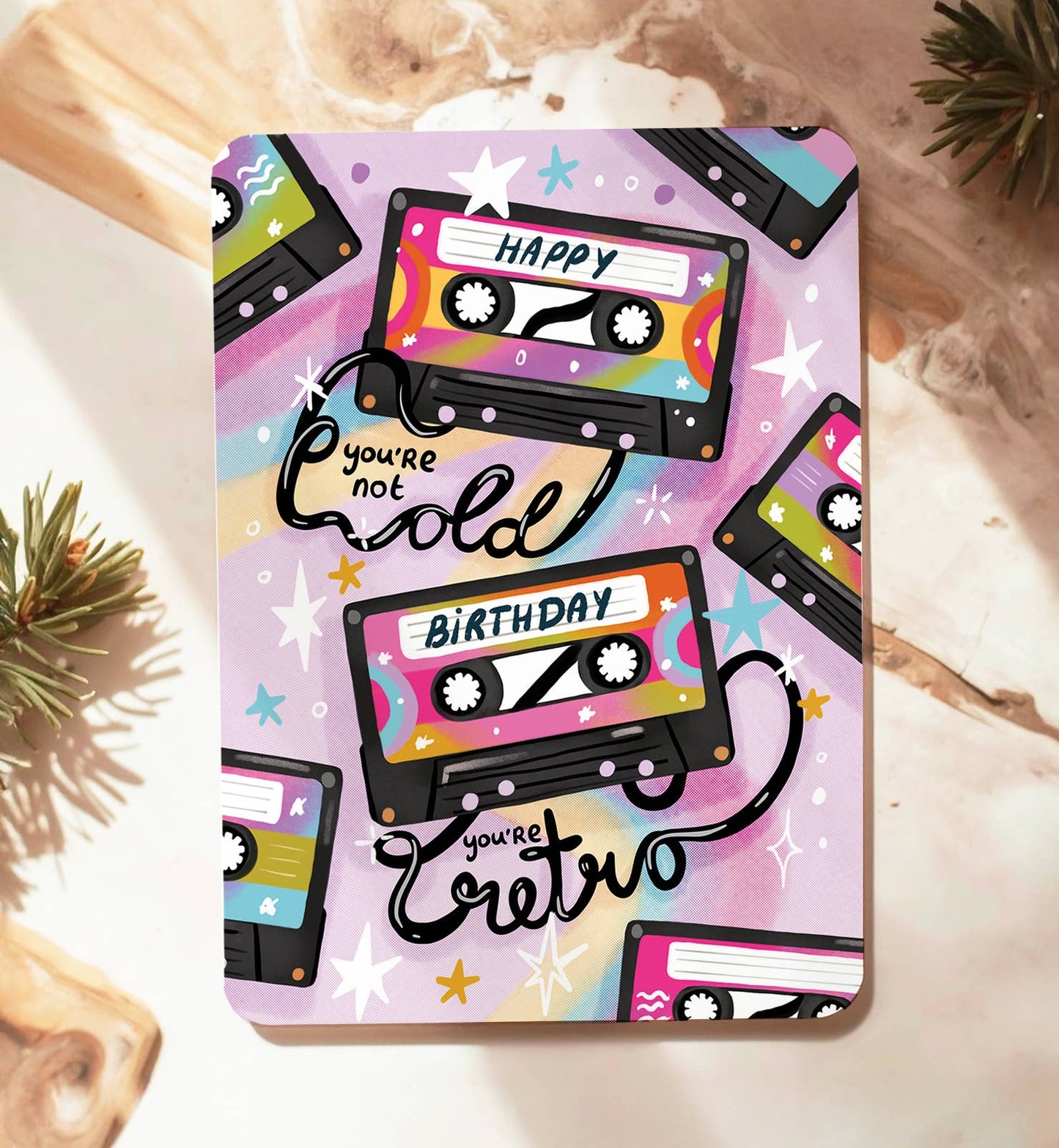 Kort tillykke fødselsdag retro gammel sjov postkort - MoodTiles