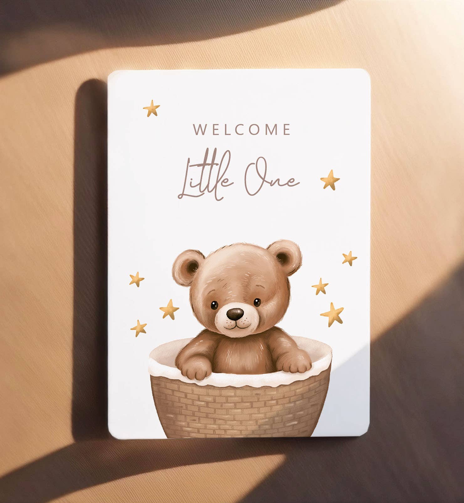 Kort tillykke med fødslen bjørn med stjerner postkort - MoodTiles