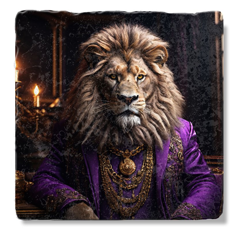 Løve i lilla coaster - MoodTiles