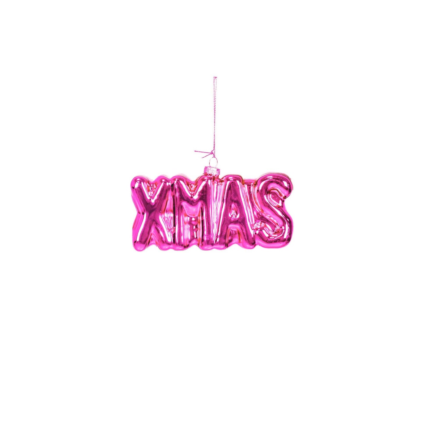 Ornament Julebøjle XMAS - Lyserød - Glas - 4,5x3,5x7,5cm - MoodTiles