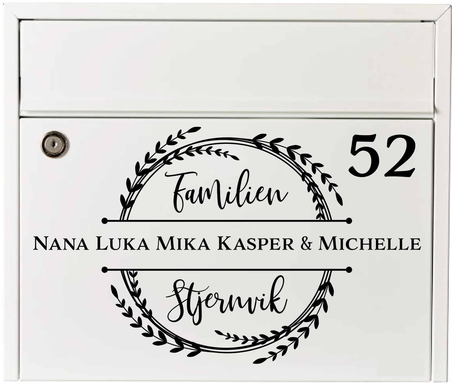 Postkasseklistermærke Familen og husnummer. - MoodTiles
