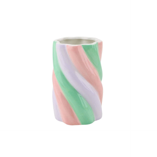 Vase - Skumfidus - Dolomit - Pink/Mintgrøn/Lilla - 10x10x15cm - MoodTiles