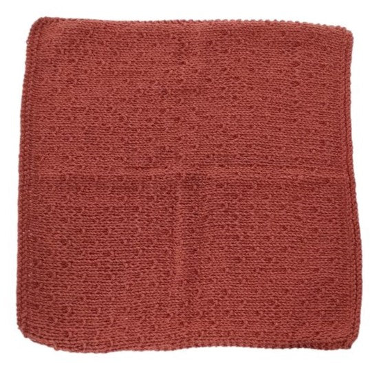 håndstrikket karklud i økologisk bomuld. Farve RUST. måler 25x25cm