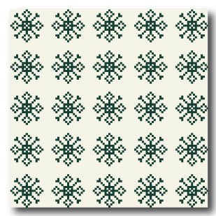 coaster / bordskåner i skøn vintage mønster. grønne snefnug på en creme farvet baggrund. 