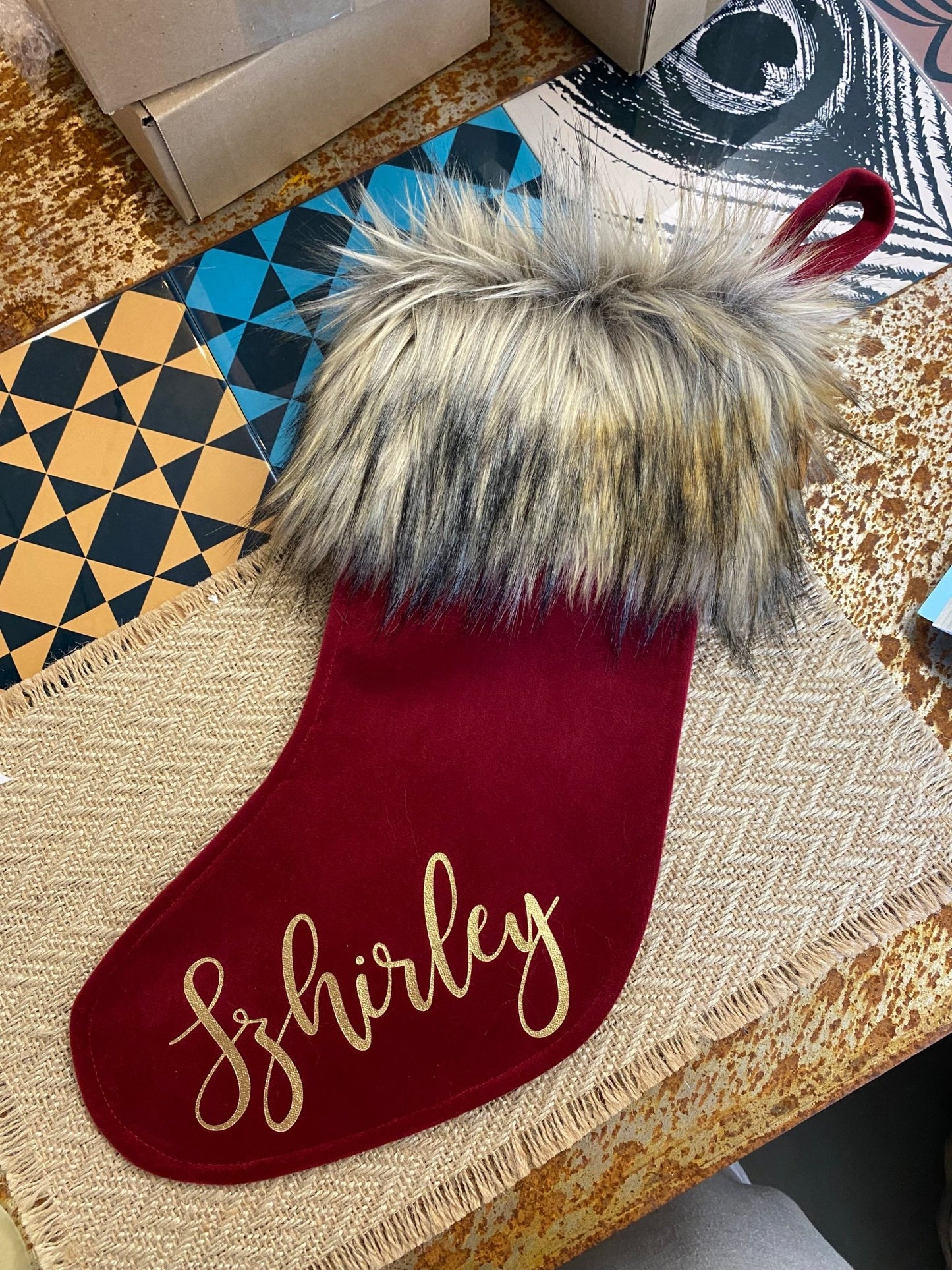 Rød julesok med eller uden navn - MoodTiles