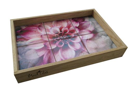 Serveringsbakke - pink dahlia - stor