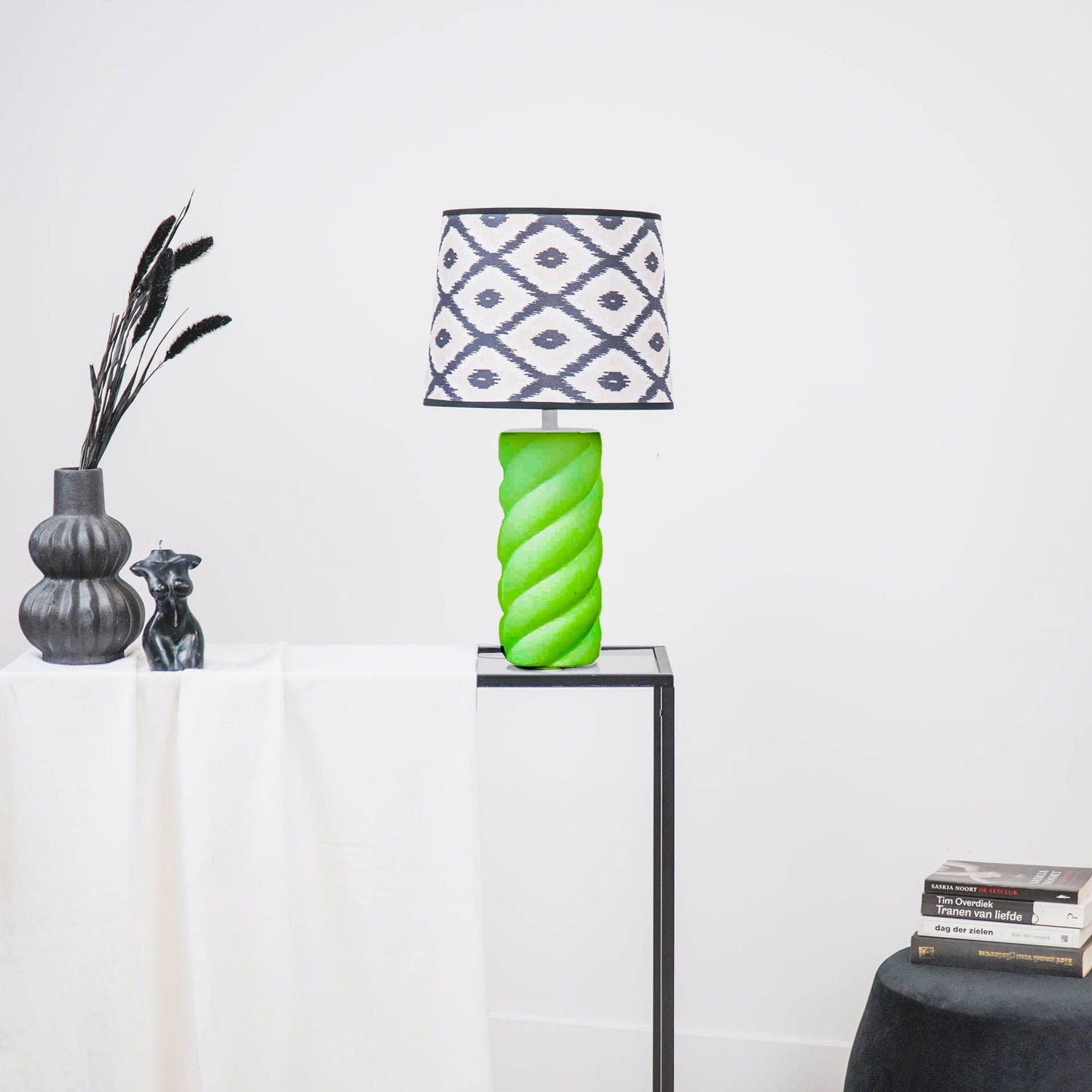 Bordlampe - Keramik - Neongrøn - E27 - 12x12x28cm - MoodTiles