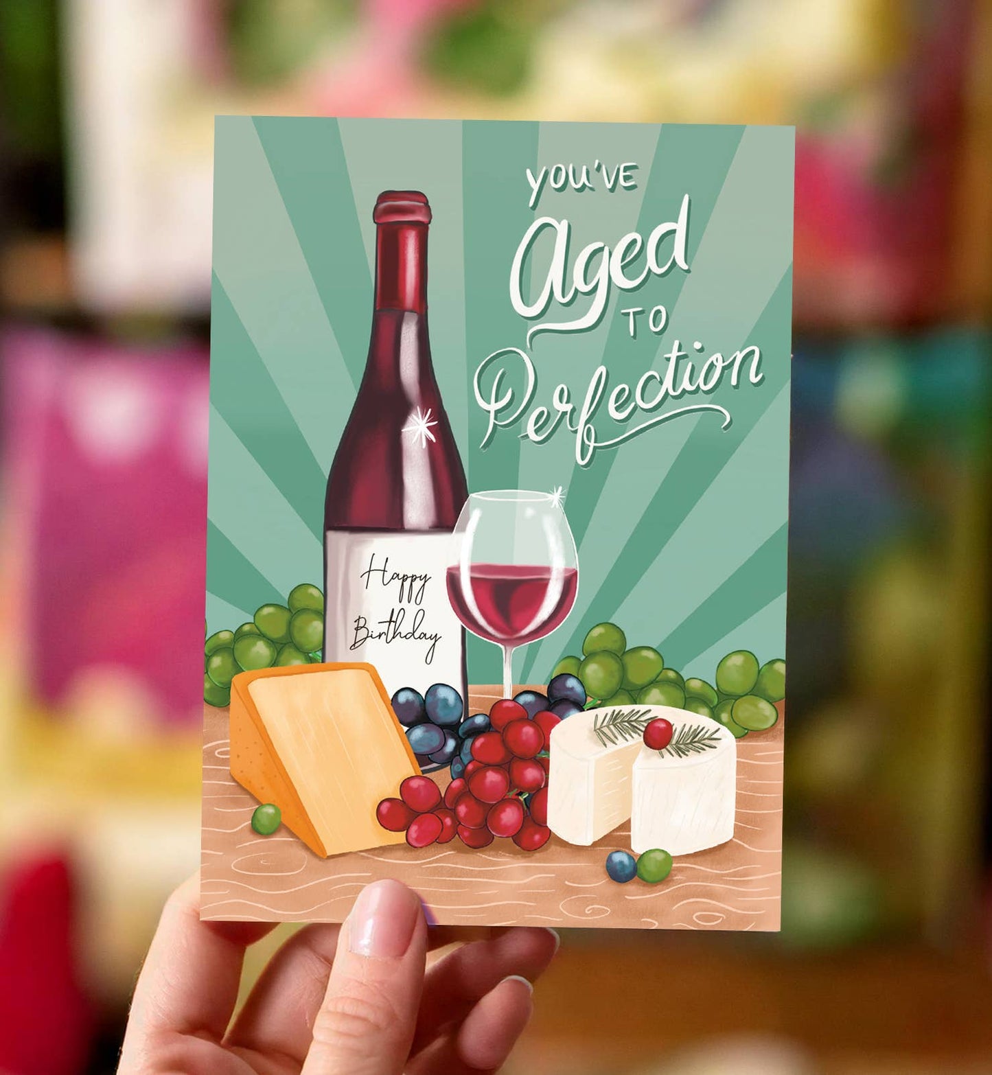 Fødselsdagskort tillykke mand ældet til perfektion vin - MoodTiles