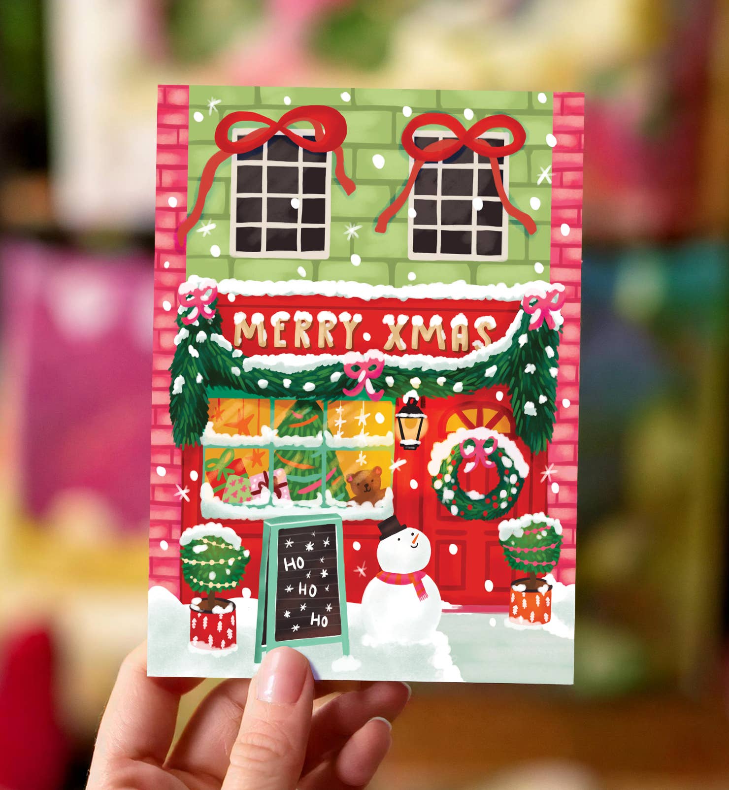 Glædelig jul Glædelig jul julekort med snemand - MoodTiles