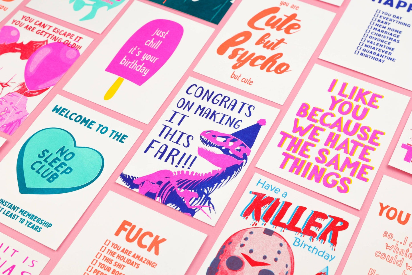 Ingen søvn klub mynte Risograph Postkort - MoodTiles