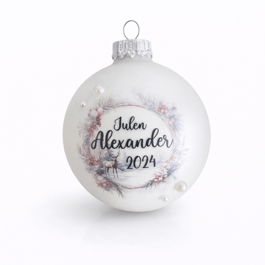 Julekugle med krans dådyr - MoodTiles