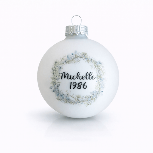 Julekugle med krans og navn - MoodTiles