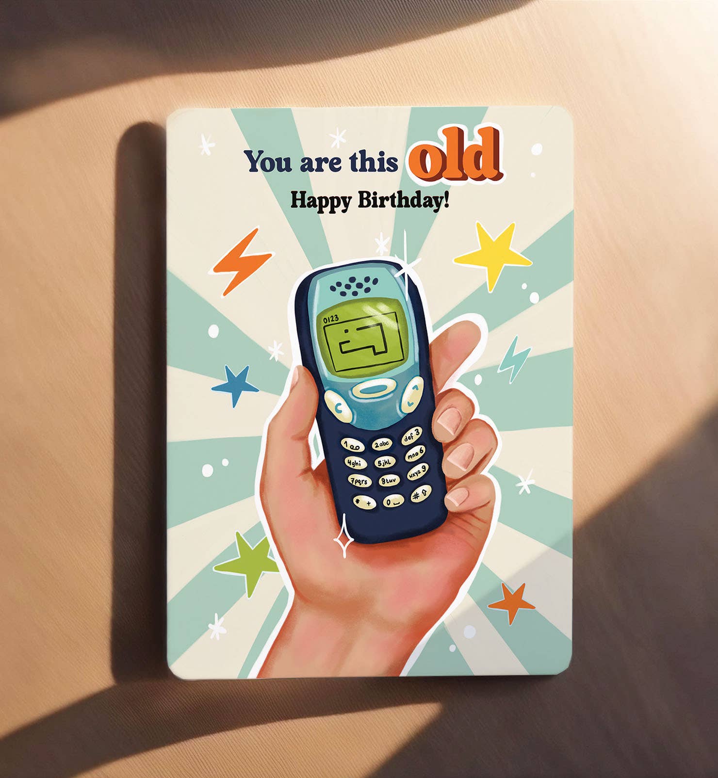 Kort fødselsdag lykønskning mand retro telefon postkort - MoodTiles