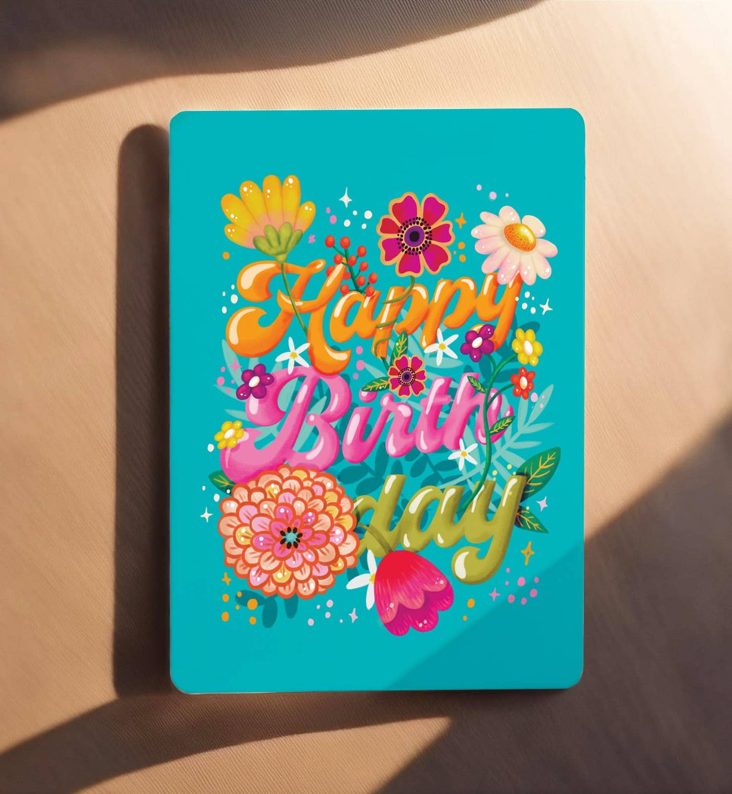 Kort fødselsdag med blomster glad postkort - MoodTiles