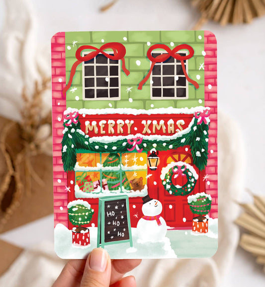 Kort juleglad butik Merry Christmas postkort - MoodTiles