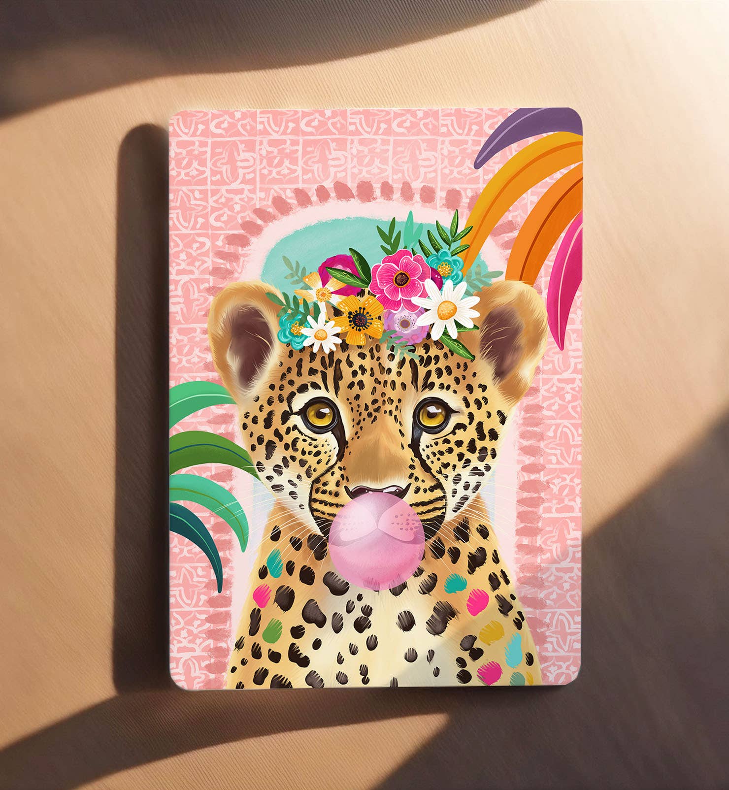 Kort leopard blomster pige fødselsdag bare postkort - MoodTiles