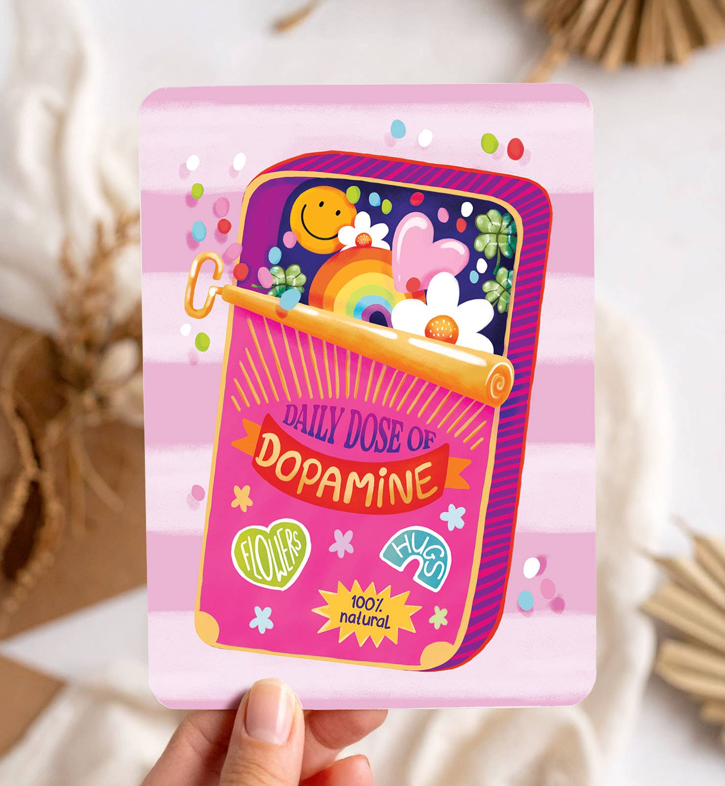 Kort sjovt munter lykke dopamin bare postkort - MoodTiles