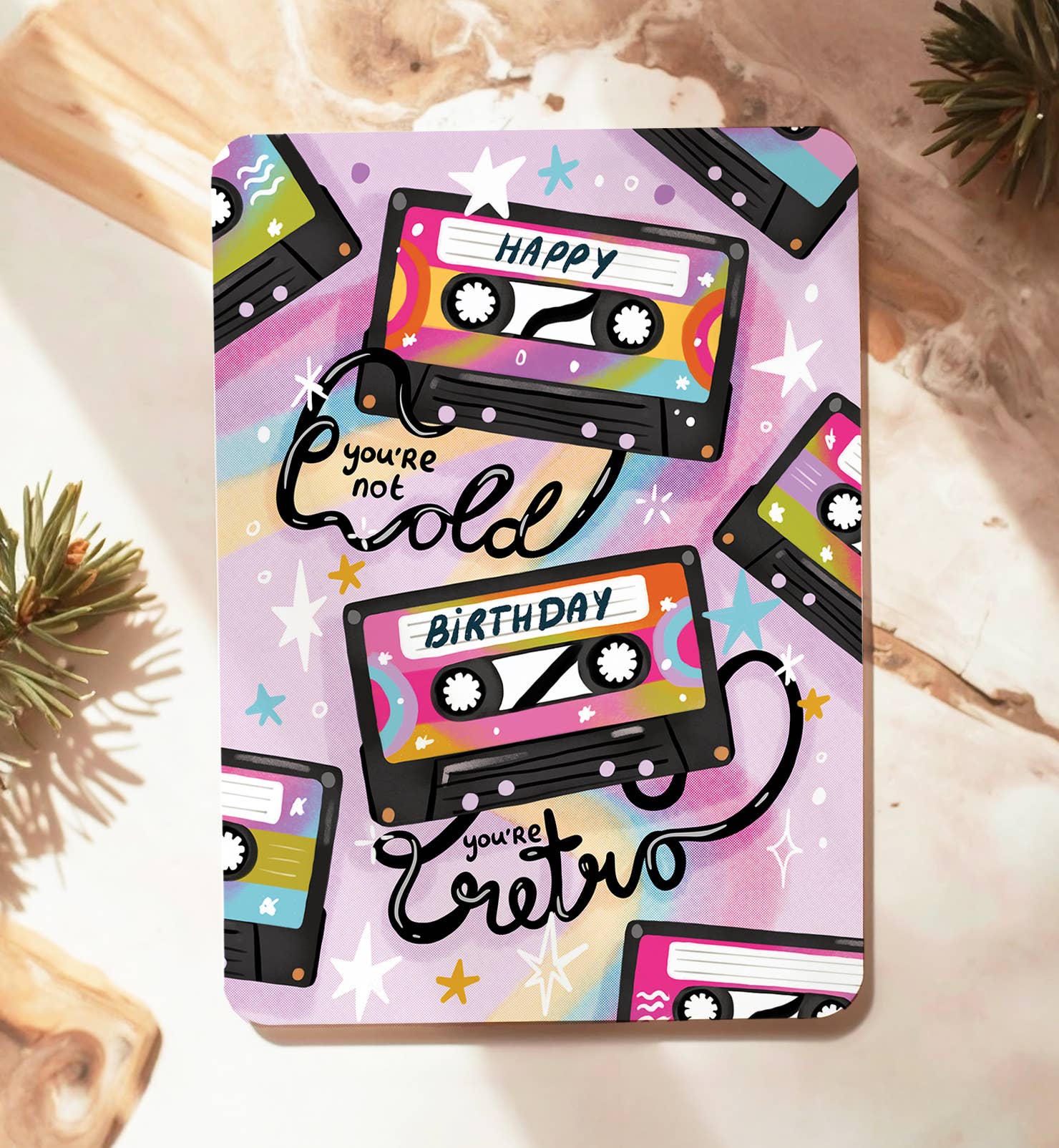 Kort tillykke fødselsdag retro gammel sjov postkort - MoodTiles