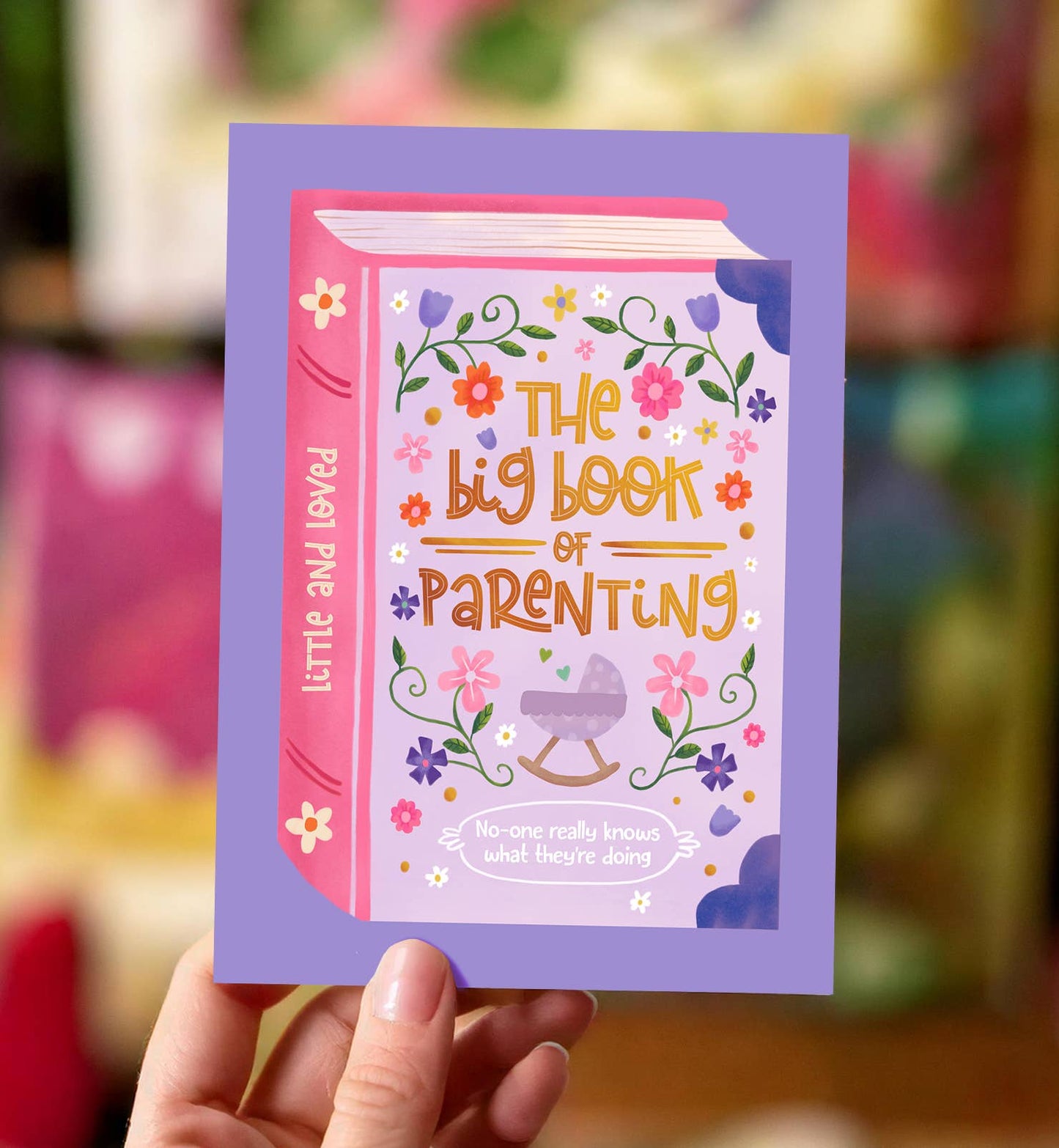 Kort tillykke fødselspige sjov bog lyserød lilla - MoodTiles