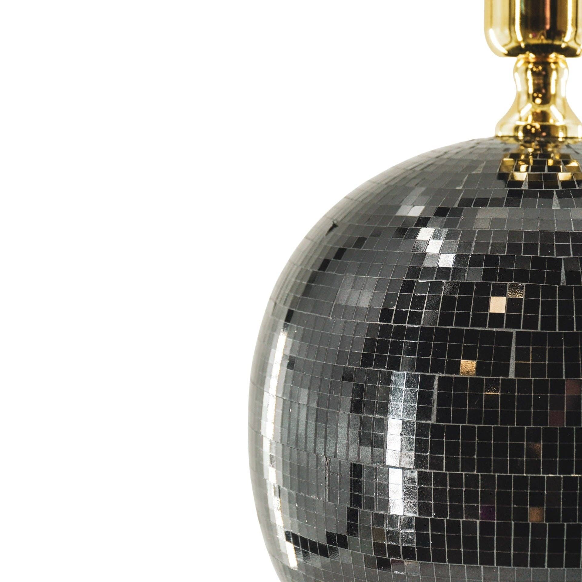 Lampe - Bordlampe Diskokugle - Glas - Sort - 20x20x20cm - MoodTiles