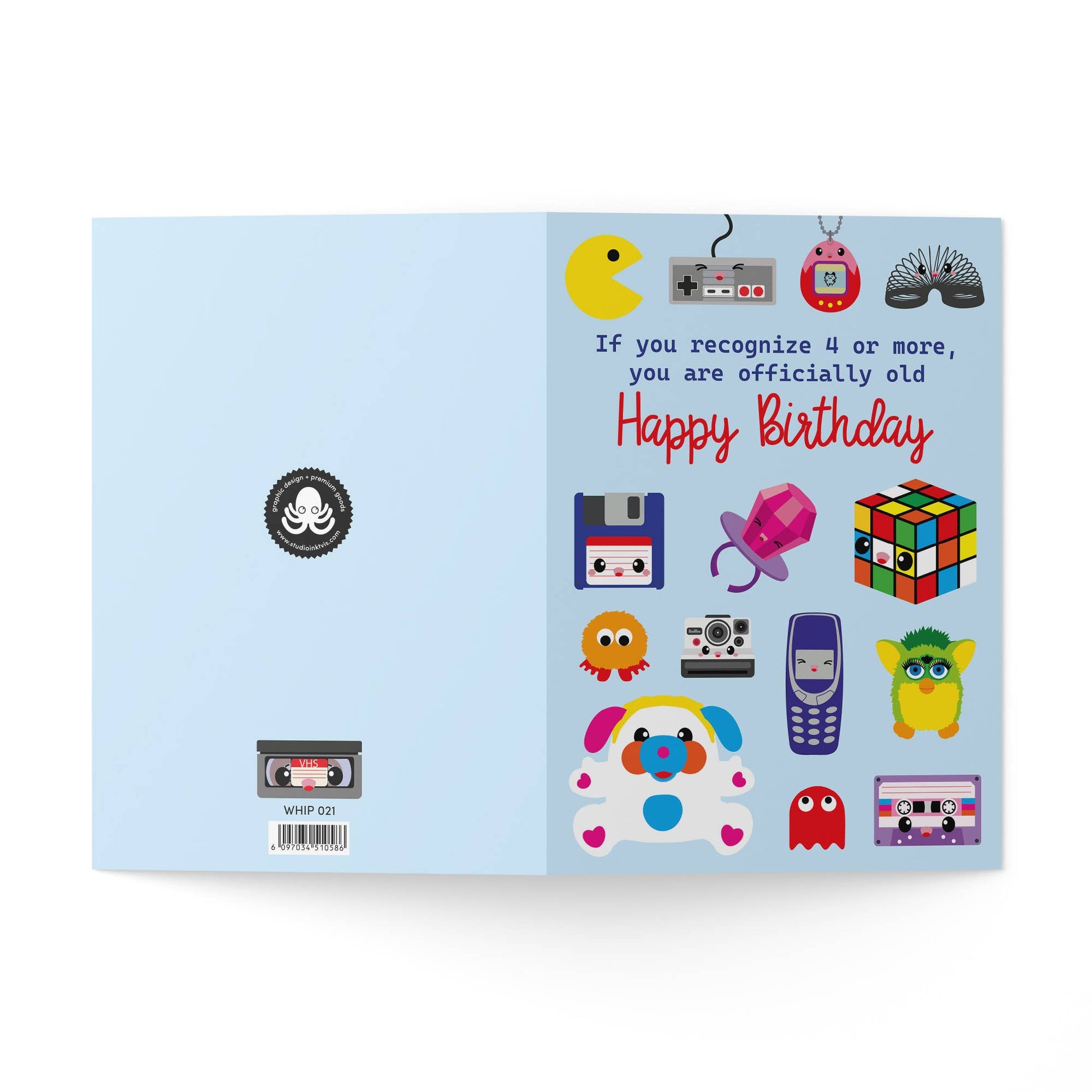 Lykønskningskort 80'erne 90'erne retro sjovt fødselsdagskort - MoodTiles