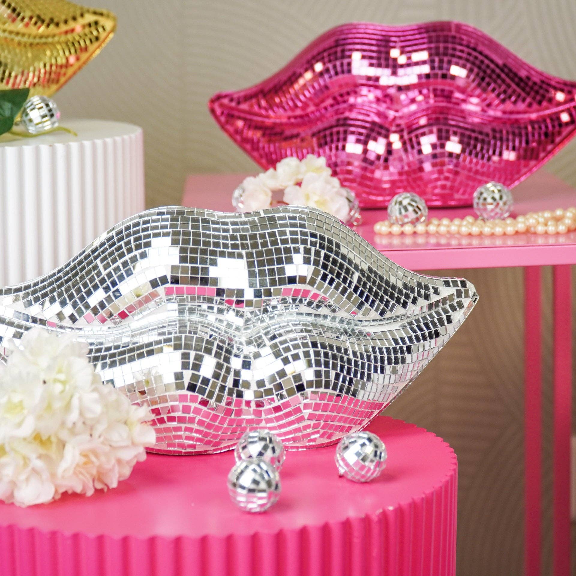 Ornament - Disco - Læber - Glas - Sølv - 29x10x13,5cm - MoodTiles