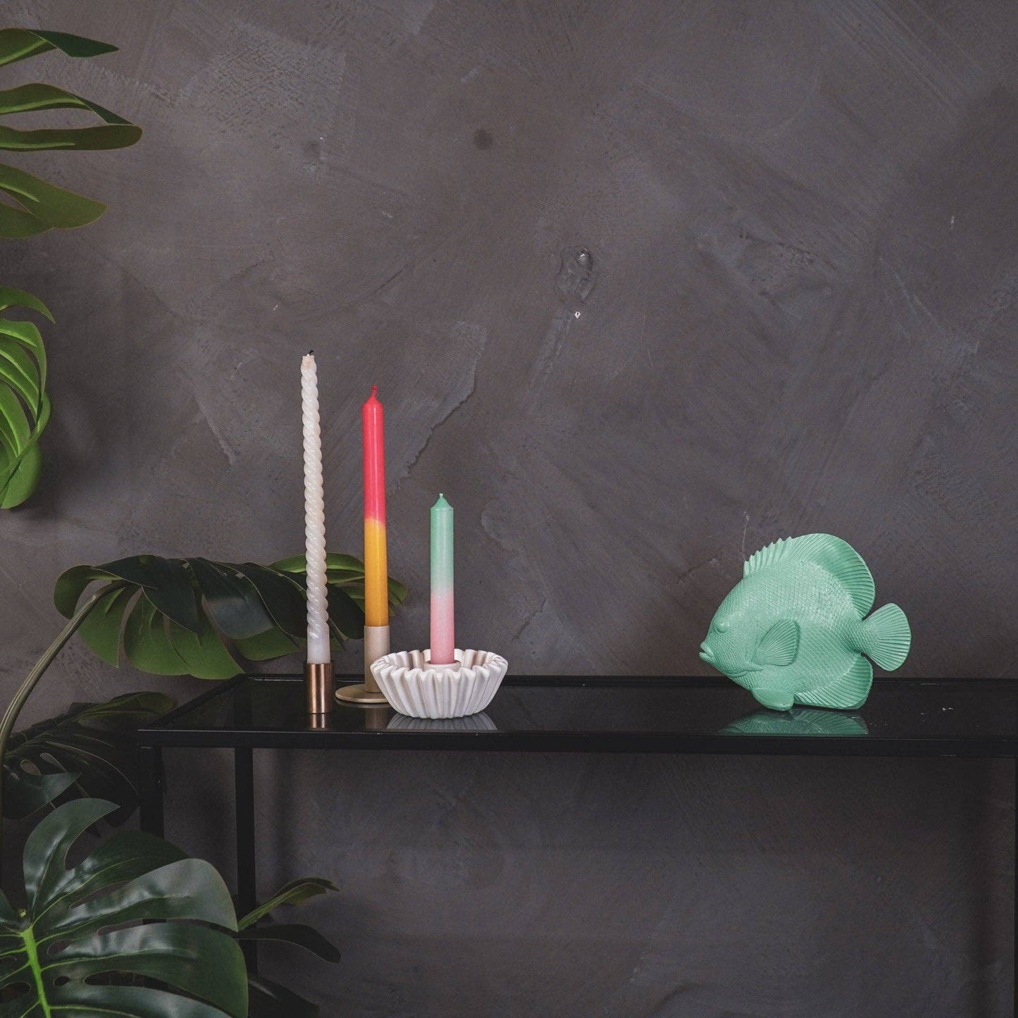 Ornament - Flad Fisk - Polyresin - Mintgrøn - 19,5x10,5x16cm - MoodTiles