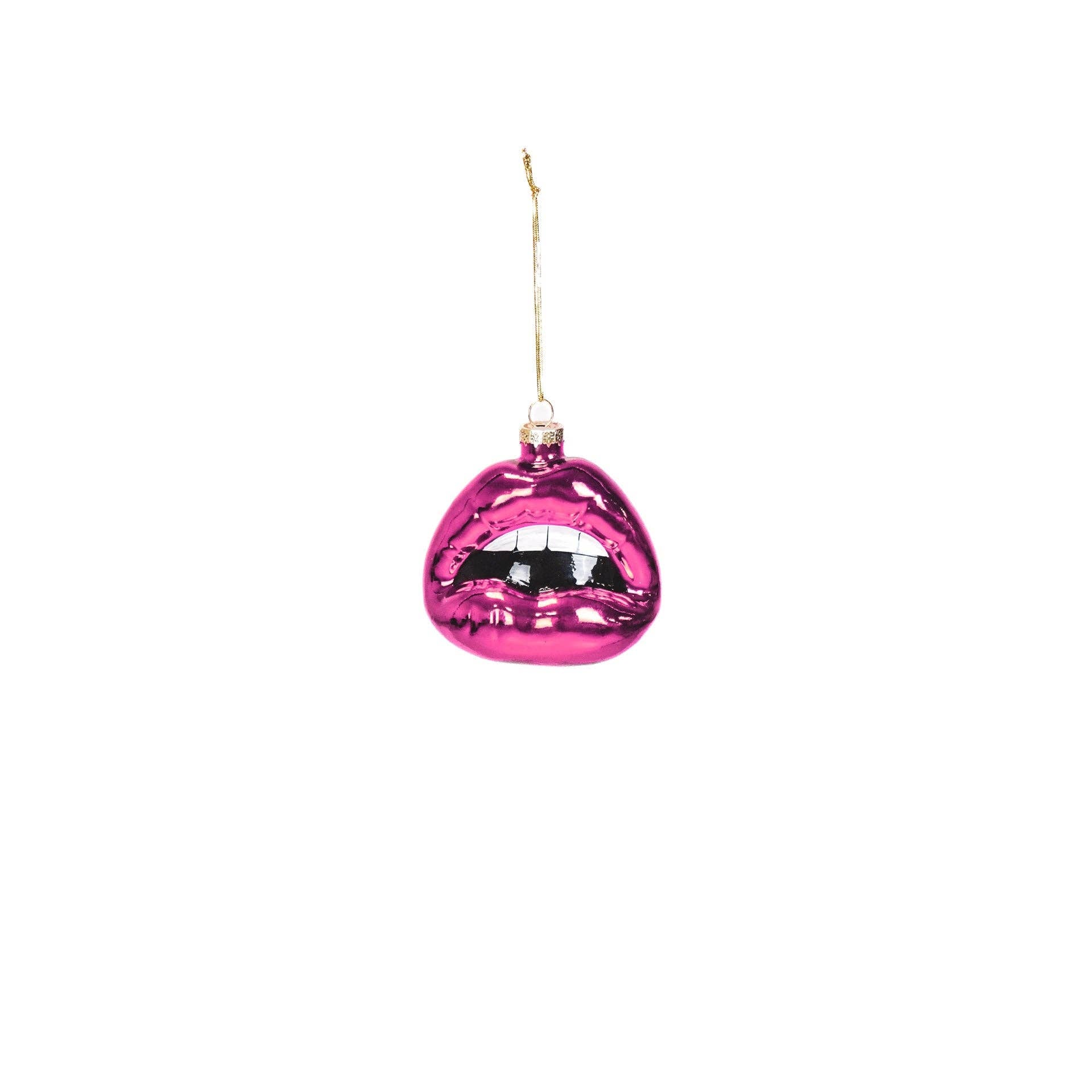Ornament - Julebøjle - Læbe - Glas - Lyserød - 8,5x3,5x8,5cm - MoodTiles