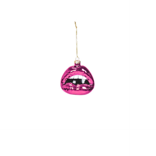 Ornament - Julebøjle - Læbe - Glas - Lyserød - 8,5x3,5x8,5cm - MoodTiles