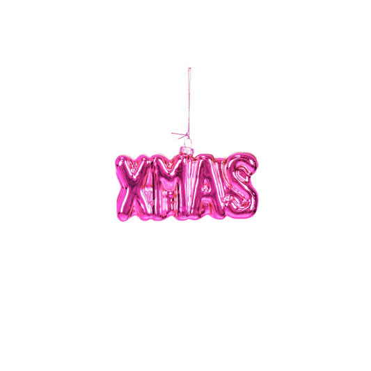 Ornament Julebøjle XMAS - Lyserød - Glas - 4,5x3,5x7,5cm - MoodTiles