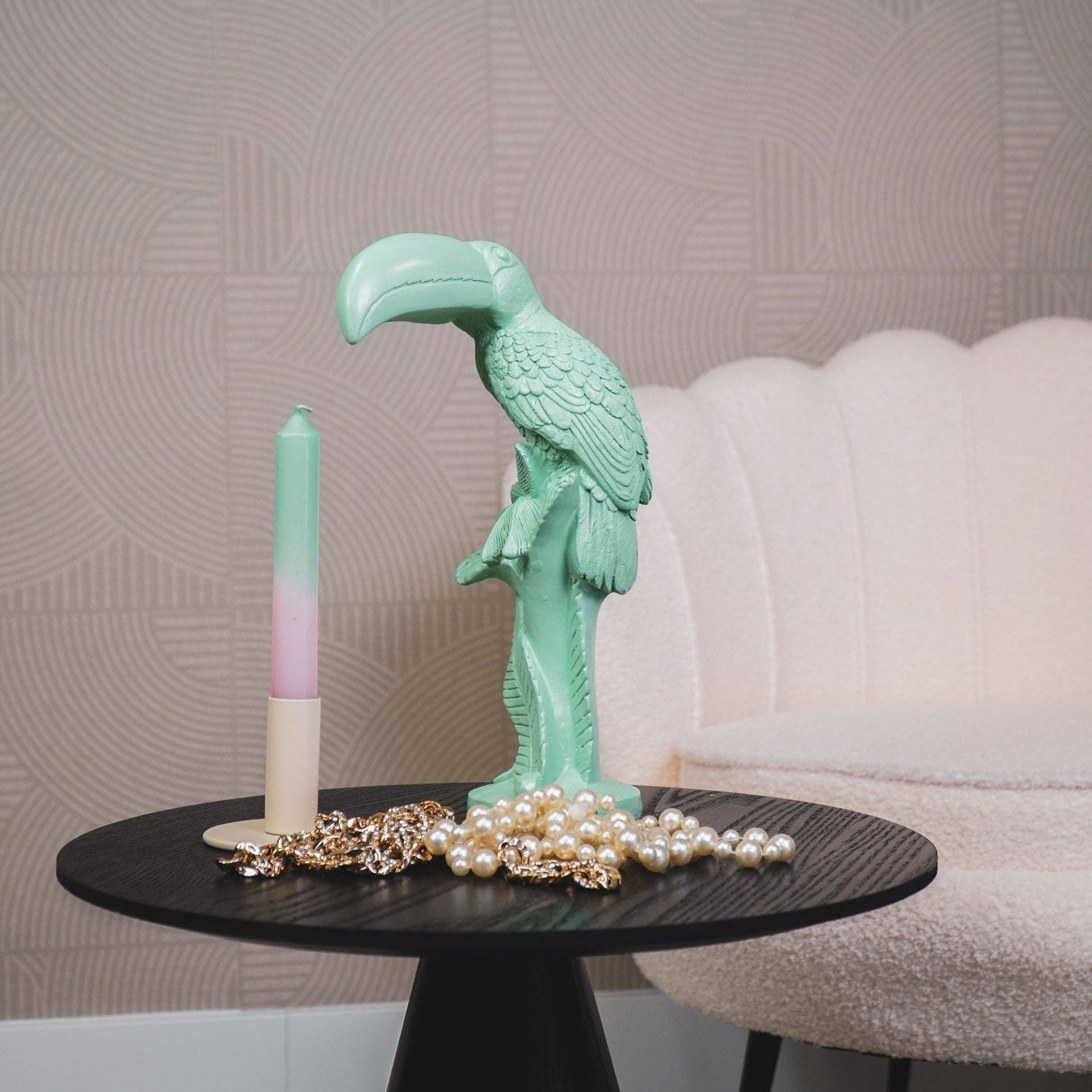Ornament - Tukan - Polyresin - Mintgrøn - 18x9,5x29,5cm - MoodTiles