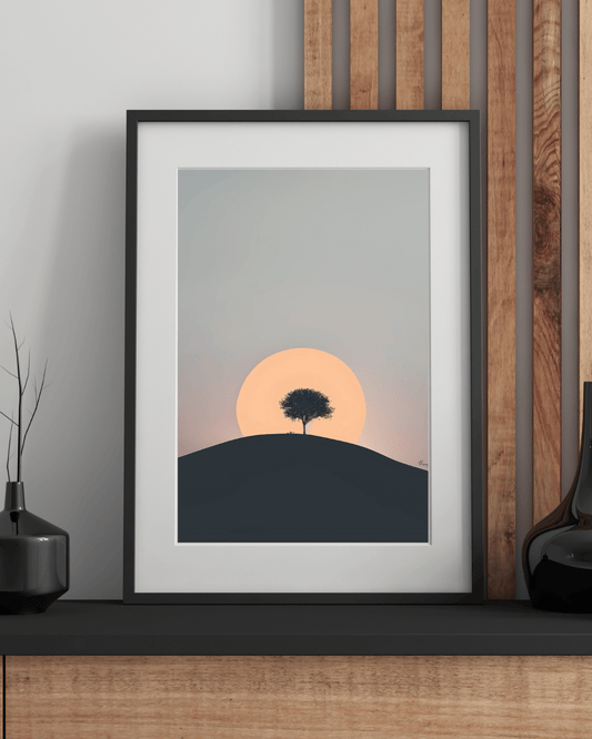 Plakat Ensom træ i solnedgang - MoodTiles