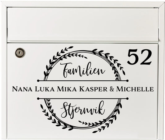 Postkasseklistermærke Familen og husnummer. - MoodTiles
