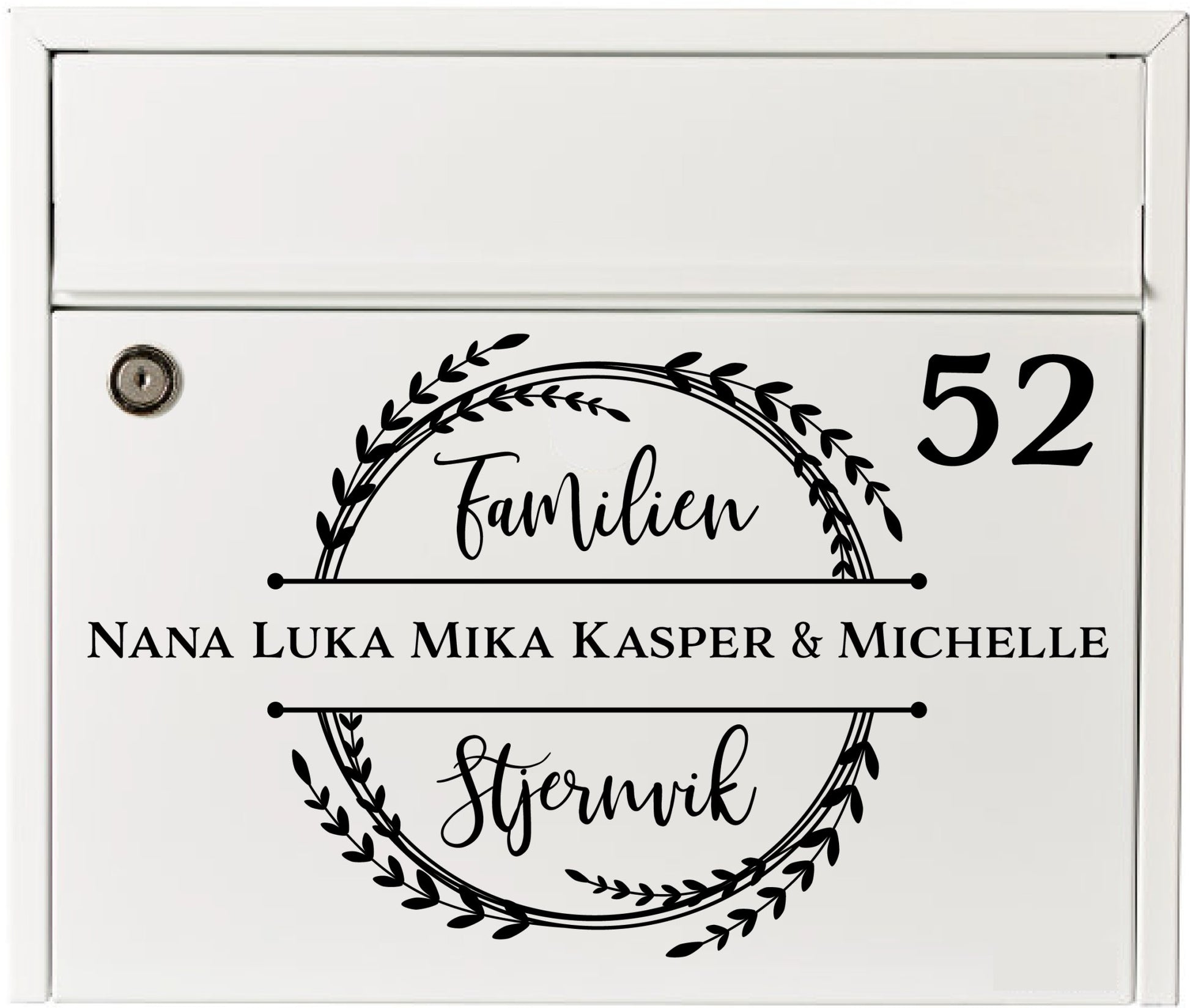 Postkasseklistermærke Familen og husnummer - MoodTiles