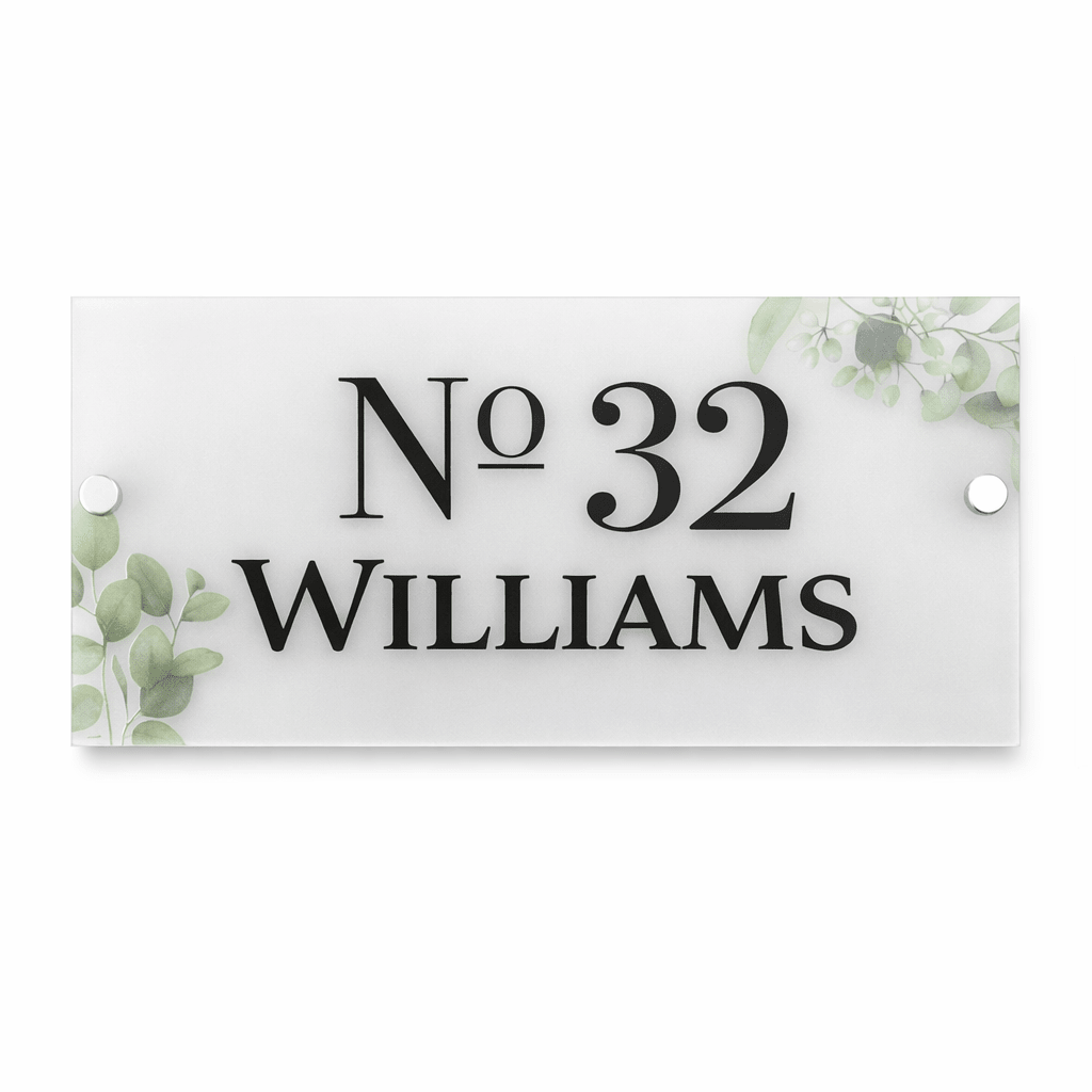 Stort Frostet dørskilt med husnummer - MoodTiles