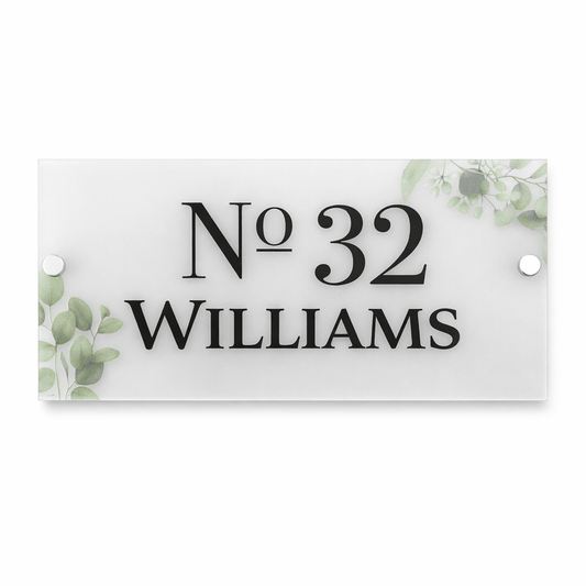 Stort Frostet dørskilt med husnummer - MoodTiles