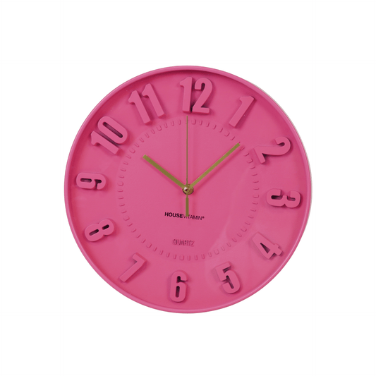 Ur - Vægur Numre - Neon Pink - 30x30x4cm - MoodTiles