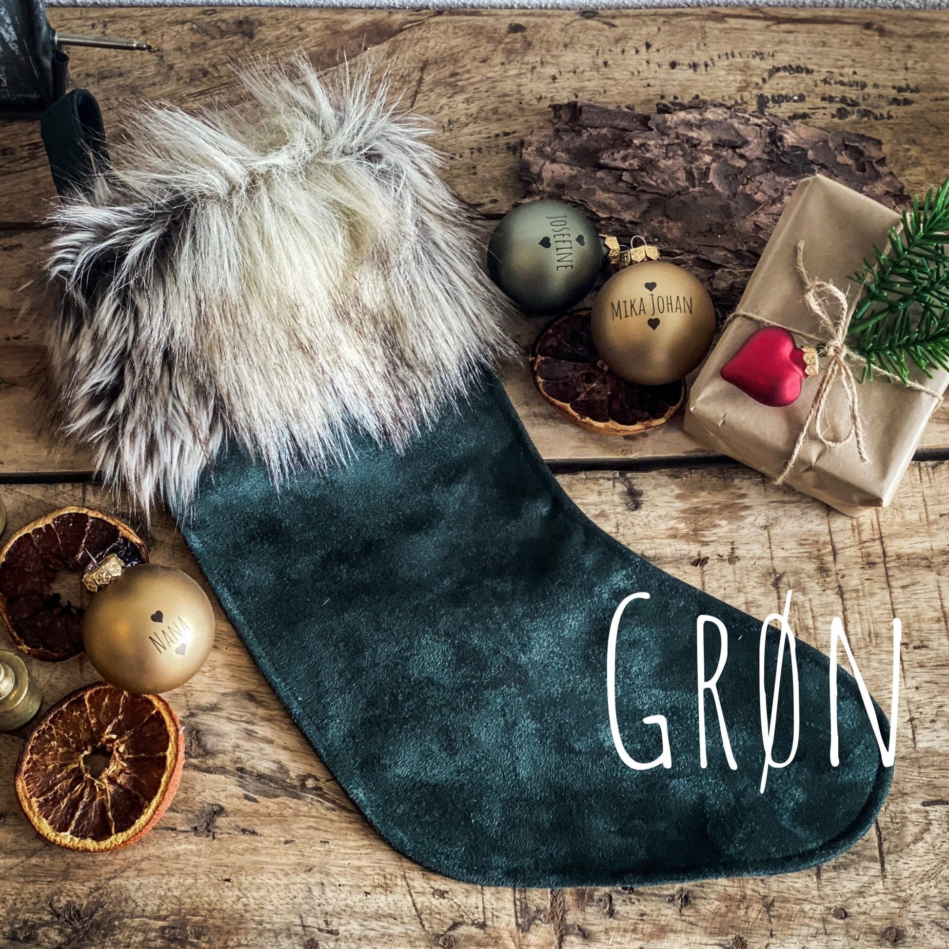 Grøn julesok med eller uden navn - MoodTiles